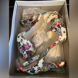 David’s Bridal Floral Ankle Strap Heels
